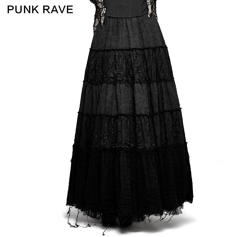 Q-309 Fashionable Fresh Girls Color Contrast Sector Big Swing Gothic Skirt?-??Punk Rave Clothing