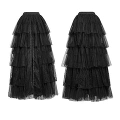 Q-317 Party Elastic High Waist Flowers Mesh Prom Gothic Skirt?-??Punk Rave Clothing