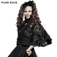 LY-060 Flower Embroidered High Collar Lace Gothic Coat/lolita Cloak?-??Punk Rave Clothing