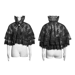 LY-060 Flower Embroidered High Collar Lace Gothic Coat/lolita Cloak?-??Punk Rave Clothing