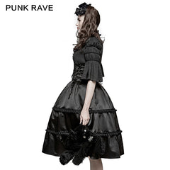 LQ-077 Vintage Lace Collar Ruffled Sleeves Lolita Gothic Dresses?-??Punk Rave Clothing