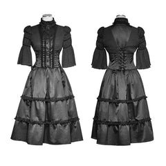 LQ-077 Vintage Lace Collar Ruffled Sleeves Lolita Gothic Dresses?-??Punk Rave Clothing