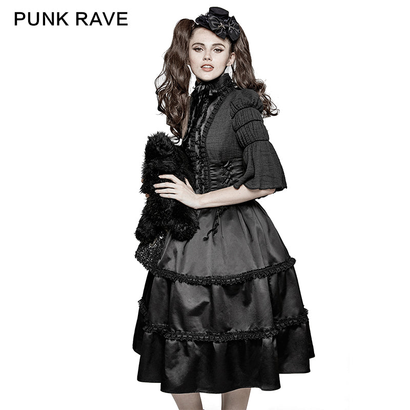 LQ-077 Vintage Lace Collar Ruffled Sleeves Lolita Gothic Dresses?-??Punk Rave Clothing