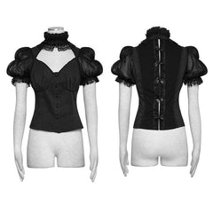 LY-062 Sexy Puff Sleeves Lace Collar Tunic Lolita Gothic Shirt?-??Punk Rave Clothing