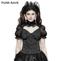 LY-062 Sexy Puff Sleeves Lace Collar Tunic Lolita Gothic Shirt?-??Punk Rave Clothing