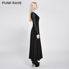 PQ-178 Series Dark Minimal Spell Leather Long Sleeves Punk Dress?-??Punk Rave Clothing