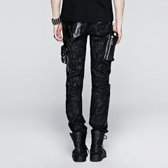 K-213 With Pocket Camouflage Splicing New Leather Jean Punk Pants?-??Punk Rave Clothing
