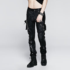 K-213 With Pocket Camouflage Splicing New Leather Jean Punk Pants?-??Punk Rave Clothing