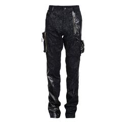 K-213 With Pocket Camouflage Splicing New Leather Jean Punk Pants?-??Punk Rave Clothing