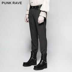 K-287 Pinstripe Simple Fitness Chino Punk Pants?-??Punk Rave Clothing