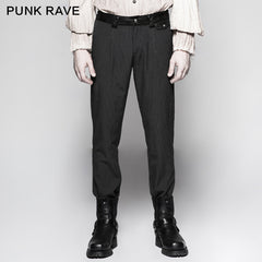 K-287 Pinstripe Simple Fitness Chino Punk Pants?-??Punk Rave Clothing