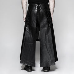 Q-318 Six Pieces Male Leather Eyelet Drawstring Punk Skirt?-??Punk Rave Clothing