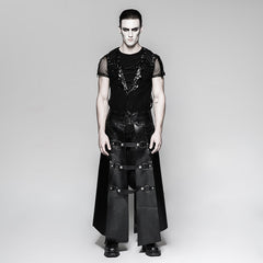 Q-318 Six Pieces Male Leather Eyelet Drawstring Punk Skirt?-??Punk Rave Clothing