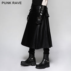 Q-324 black One Piece Simple Leather Male Punk Skirt?-??Punk Rave Clothing