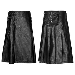 Q-324 black One Piece Simple Leather Male Punk Skirt?-??Punk Rave Clothing