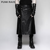 Q-324 black One Piece Simple Leather Male Punk Skirt?-??Punk Rave Clothing