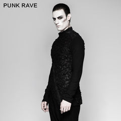 T-458 Mandarin Collar Decadent Heavy Long Sleeve Punk T-shirts?-??Punk Rave Clothing