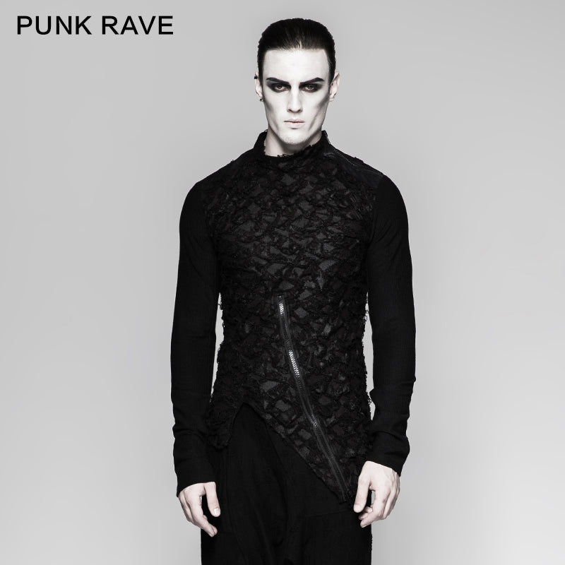 T-458 Mandarin Collar Decadent Heavy Long Sleeve Punk T-shirts?-??Punk Rave Clothing