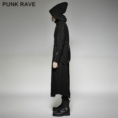 Y-707 Twill Fabric And Stitching Zippered Gothic Trench Coats With A Hood?-??Punk Rave Clothing