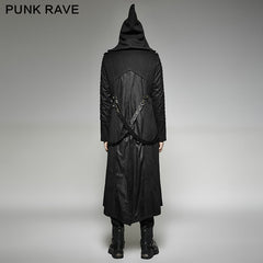 Y-707 Twill Fabric And Stitching Zippered Gothic Trench Coats With A Hood?-??Punk Rave Clothing
