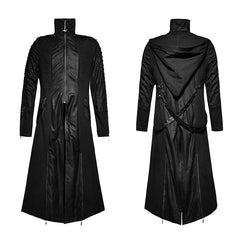 Y-707 Twill Fabric And Stitching Zippered Gothic Trench Coats With A Hood?-??Punk Rave Clothing