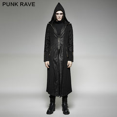 Y-707 Twill Fabric And Stitching Zippered Gothic Trench Coats With A Hood?-??Punk Rave Clothing