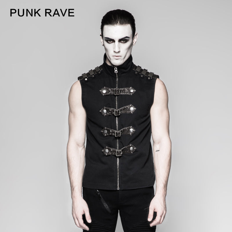 Y-741 Armour Commandant Mens Punk Vest With Unique Decoration?-??Punk Rave Clothing
