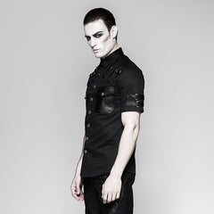 Y-744 Handsome Military Short Sleeve Punk Shirts?-??Punk Rave Clothing
