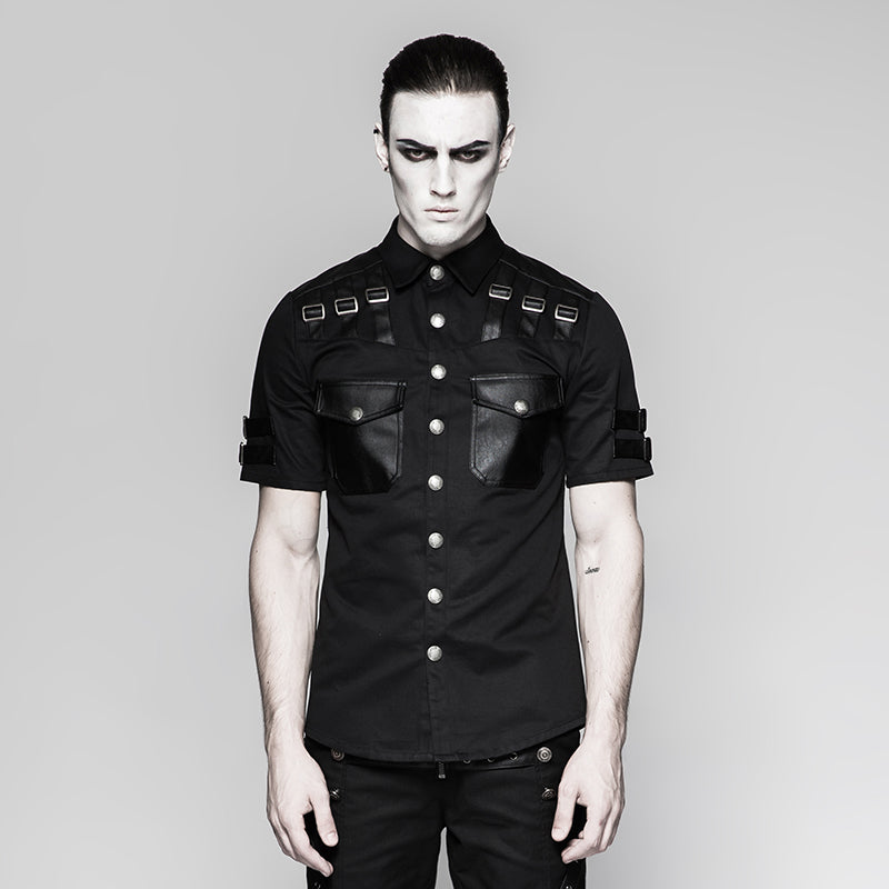 Y-744 Handsome Military Short Sleeve Punk Shirts?-??Punk Rave Clothing