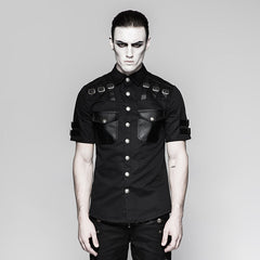Y-744 Handsome Military Short Sleeve Punk Shirts?-??Punk Rave Clothing