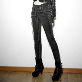PK-052 Vintage Wash Add Thick Super Elastic Punk Jeans?-??Punk Rave Clothing