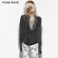 PM-036 Double Row Corns Punk Sweaters With Metal Eyelets Through Cotton Rope?-??Punk Rave Clothing
