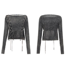 PM-036 Double Row Corns Punk Sweaters With Metal Eyelets Through Cotton Rope?-??Punk Rave Clothing