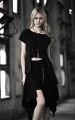 PQ-001 Zipped Adjustment black Gothic Skirt With Irregular Hem?-??Punk Rave Clothing