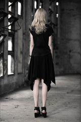 PQ-001 Zipped Adjustment black Gothic Skirt With Irregular Hem?-??Punk Rave Clothing