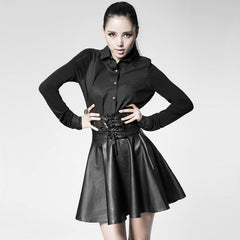 PQ-025 Fashion black Leather Punk Skirt?-??Punk Rave Clothing