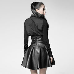 PQ-025 Fashion black Leather Punk Skirt?-??Punk Rave Clothing