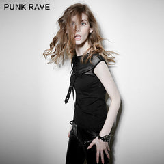 PT-070 Sexy Transparent Stretchy Mesh Skinny Gothic T-shirts With Sleeveless?-??Punk Rave Clothing