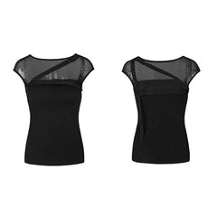 PT-070 Sexy Transparent Stretchy Mesh Skinny Gothic T-shirts With Sleeveless?-??Punk Rave Clothing