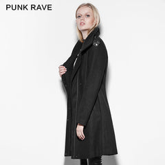PY-169 Stylish Personality Shoulder Pad Polyester black Punk Coat With High Neck?-??Punk Rave Clothing