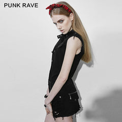 PQ-117 Vintage Torn And Ragged Sleeveless Denim Punk Dress?-??Punk Rave Clothing