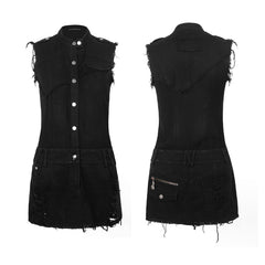 PQ-117 Vintage Torn And Ragged Sleeveless Denim Punk Dress?-??Punk Rave Clothing