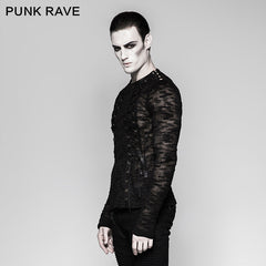 T-474 Lace-up Knitting Hollow Strappy Sweater Punk T-shirts?-??Punk Rave Clothing