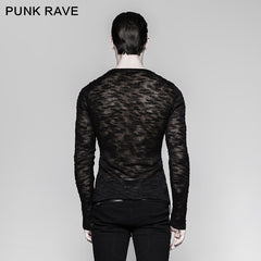 T-474 Lace-up Knitting Hollow Strappy Sweater Punk T-shirts?-??Punk Rave Clothing