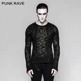 T-474 Lace-up Knitting Hollow Strappy Sweater Punk T-shirts?-??Punk Rave Clothing
