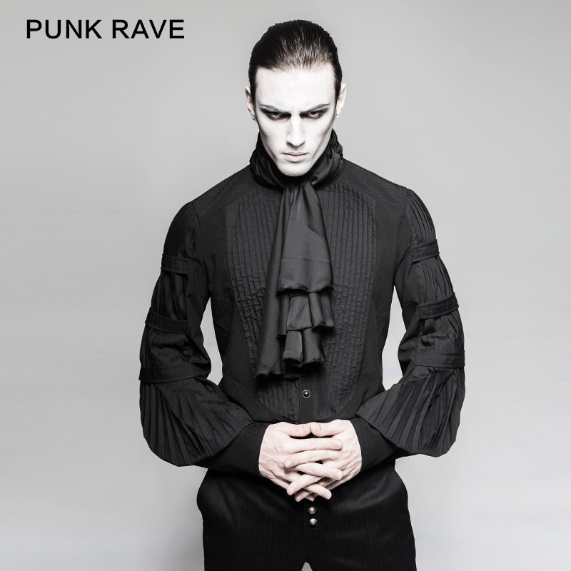 Y-752 Big Balloon Sleeves Ruffle Gothic Shirt With Removable Tie-scarf?-??Punk Rave Clothing