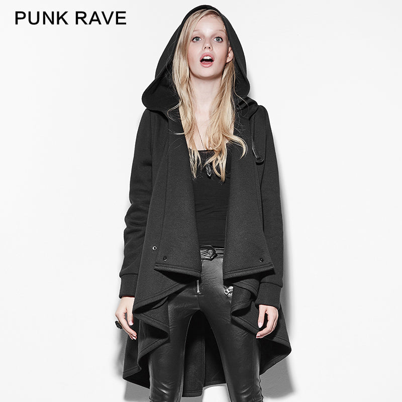 PY-163 black Personality Irregular Cloak Style Long Punk Jacket?-??Punk Rave Clothing
