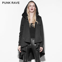 PY-163 black Personality Irregular Cloak Style Long Punk Jacket?-??Punk Rave Clothing