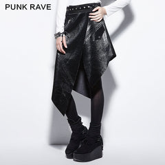 PQ-144 Personality Asymmetric Sexy Shiny Leather Punk Skirt?-??Punk Rave Clothing