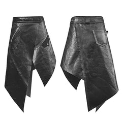 PQ-144 Personality Asymmetric Sexy Shiny Leather Punk Skirt?-??Punk Rave Clothing